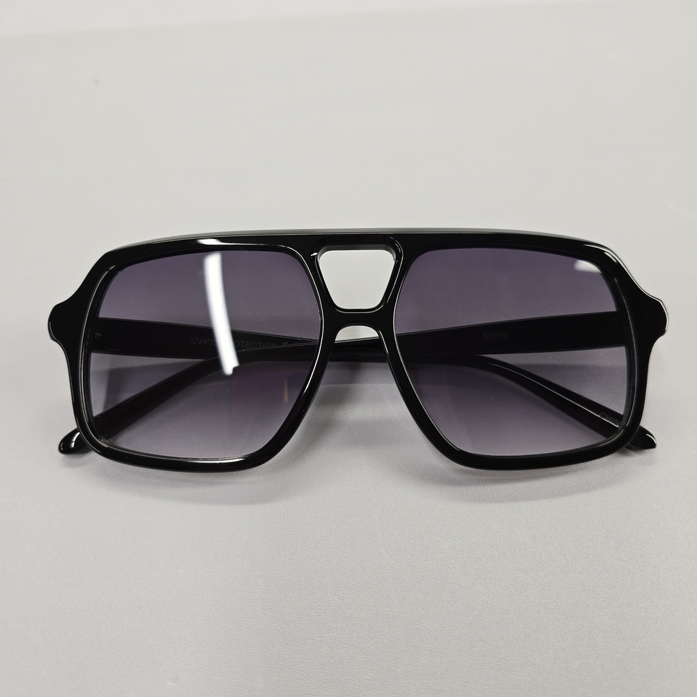 NEW Unisex Black Oversized Square Aviator Sunglasses UV400 Retro 70s Style 80976